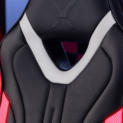 X-Rocker Fury RGB Gaming Chair with Audio Speakers for Juniors and Black Faux Leather Upholstery