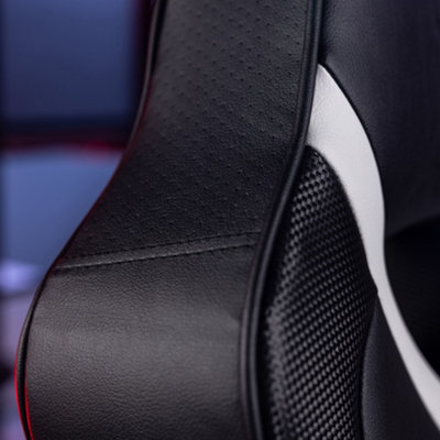 X-Rocker Fury RGB Gaming Chair with Audio Speakers for Juniors and Black Faux Leather Upholstery