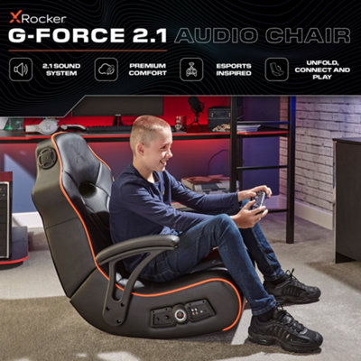 X-Rocker G-Force Gaming Chair for Kids and Juniors with 2.1 Audio and Sound Vibration - BLACK