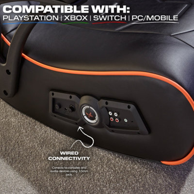 X-Rocker G-Force Gaming Chair for Kids and Juniors with 2.1 Audio and Sound Vibration - BLACK
