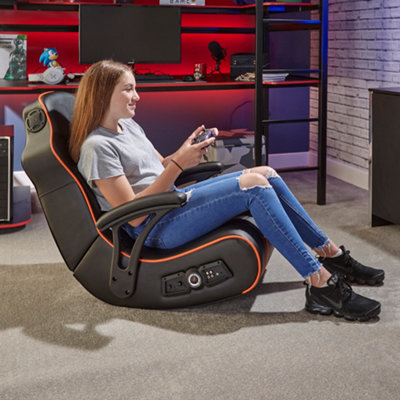 X-Rocker G-Force Gaming Chair for Kids and Juniors with 2.1 Audio and Sound Vibration - BLACK