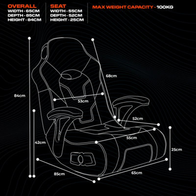 X-Rocker G-Force Gaming Chair for Kids and Juniors with 2.1 Audio and Sound Vibration - BLACK