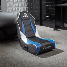 X-Rocker Geist, Officially Licensed Playstation 2.0 Audio Gaming Chair, Folding Floor Seat, PU Leather for PS4, PS5 - BLACK/BLUE