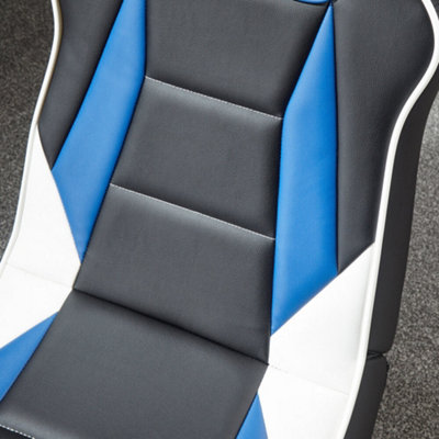 X-Rocker Geist, Officially Licensed Playstation 2.0 Audio Gaming Chair, Folding Floor Seat, PU Leather for PS4, PS5 - BLACK/BLUE