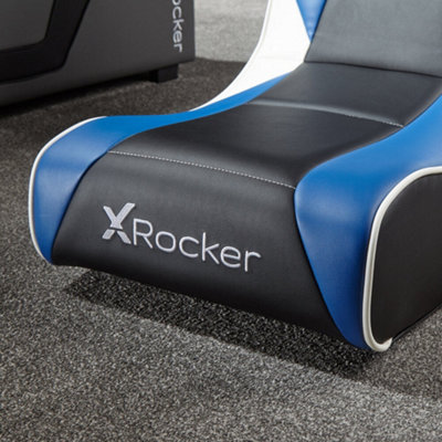 X-Rocker Geist, Officially Licensed Playstation 2.0 Audio Gaming Chair, Folding Floor Seat, PU Leather for PS4, PS5 - BLACK/BLUE