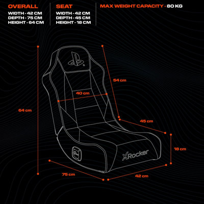 X-Rocker Geist, Officially Licensed Playstation 2.0 Audio Gaming Chair, Folding Floor Seat, PU Leather for PS4, PS5 - BLACK/BLUE