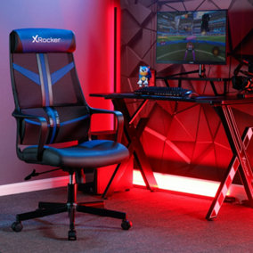 X-Rocker Helix PC Office Gaming Chair, Ergonomic Computer Desk Chair, Mesh Gaming Chair, Head Rest & Lumbar Support - BLUE