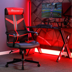 X Rocker Helix PC Office Gaming Chair, Ergonomic Computer Desk Chair, Mesh Gaming Chair, Head Rest & Lumbar Support - RED