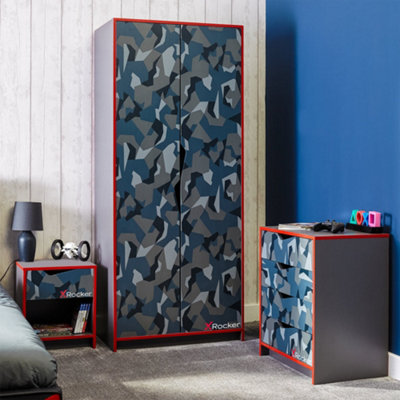 X Rocker Hideout 2 Door Wardrobe Gaming Furniture with Shelf - Camo Red ...