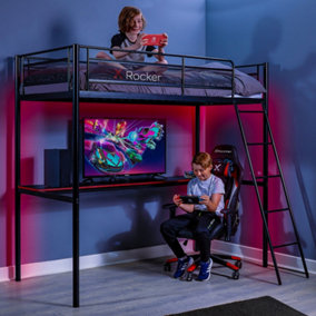 X Rocker HQ Gaming Bunk Bed with Large Desk Kids Loft High Sleeper 3ft Single