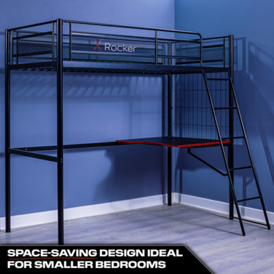 X-Rocker Icarus XL High Sleeper Bunk Bed 3ft Single Metal Loft Bed for ...