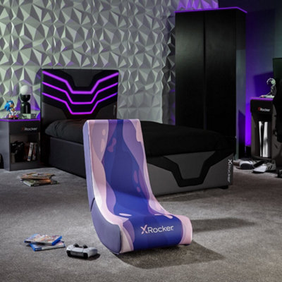 X-Rocker Lava Video Rocker Kids Gaming Chair Foldable Floor Rocker for Kids and Juniors, Low Folding Rocking Seat - Lava PINK