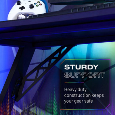 X Rocker Lumio 110cm LED Gaming Desk with Full Mousepad Carbon