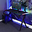 X ROCKER Lumio 120 x 61cm RGB Gaming Desk, Large Gaming Table with Headphone Hook and Cup Holder Office Desk with FREE Mousemat