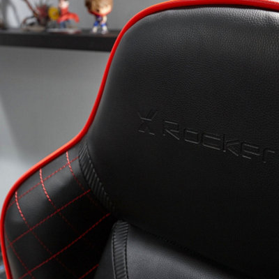 X-Rocker Maelstrom Office Chair, Adjustable Swivel Gaming Chair with Back Support, Faux Leather - BLACK / RED