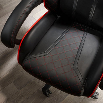 X-Rocker Maelstrom Office Chair, Adjustable Swivel Gaming Chair with Back Support, Faux Leather - BLACK / RED