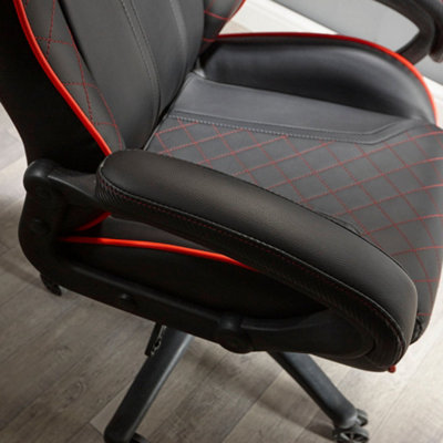 X-Rocker Maelstrom Office Chair, Adjustable Swivel Gaming Chair with Back Support, Faux Leather - BLACK / RED