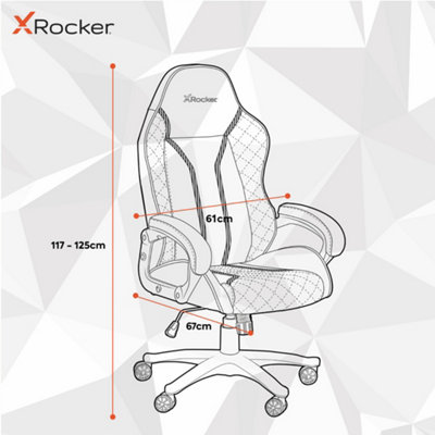X-Rocker Maelstrom Office Chair, Adjustable Swivel Gaming Chair with Back Support, Faux Leather - BLACK / RED