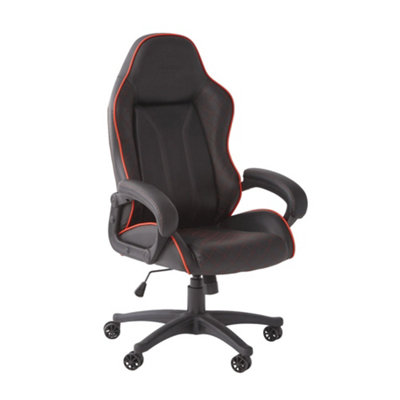 X-Rocker Maelstrom Office Chair, Adjustable Swivel Gaming Chair with Back Support, Faux Leather - BLACK / RED