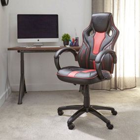 X-Rocker Maverick Gaming Chair PC Home Office Swivel PC Gaming Seat - BLACK / RED