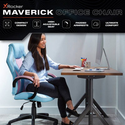 X-Rocker Maverick Gaming Chair PC Home Office Swivel PC Gaming Seat - BUBBLEGUM