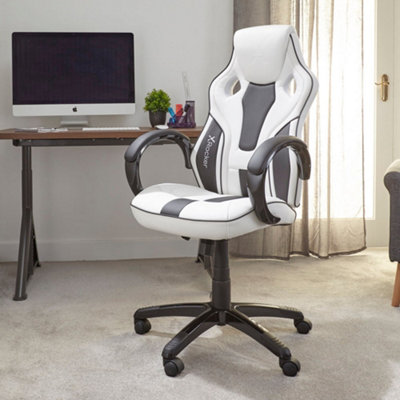 X Rocker Maverick Gaming Chair PC Home Office Swivel PC Gaming Seat WHITE BLACK DIY at B Q