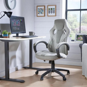 X Rocker Maverick PC Office Gaming Chair, Ergonomic Computer Desk Chair, Mid Back Gaming Chair, Head Rest & Lumbar Support - GREY