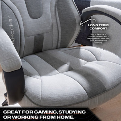 X-Rocker Maverick PC Office Gaming Chair, Ergonomic Computer Desk Chair, Mid Back Gaming Chair, Head Rest & Lumbar Support - GREY