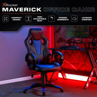 Gaming Chairs  MAVERICK Mid-Back Office Gaming Chair - BLACK / WHITE