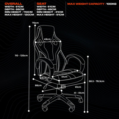 X-Rocker Maverick PC Office Gaming Chair, Mid-Back Support Ergonomic Computer Desk Chair, Faux Leather - BLACK / GOLD