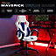 X Rocker Maverick PC Office Gaming Chair, Mid-Back Support Ergonomic Computer Desk Chair, Faux Leather - WHITE / BLUE