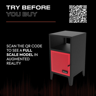 X Rocker Mesh-Tek Bedside Cabinet Table - Black / Red