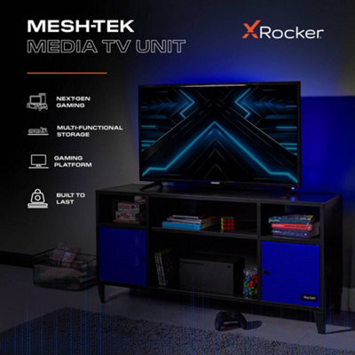 X Rocker Mesh-Tek Media TV Unit - Black / Blue
