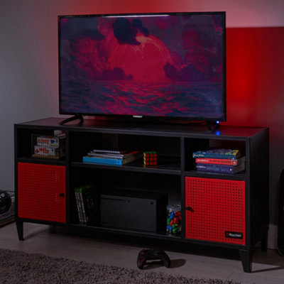 X Rocker Mesh-Tek Media TV Unit - Black / Red