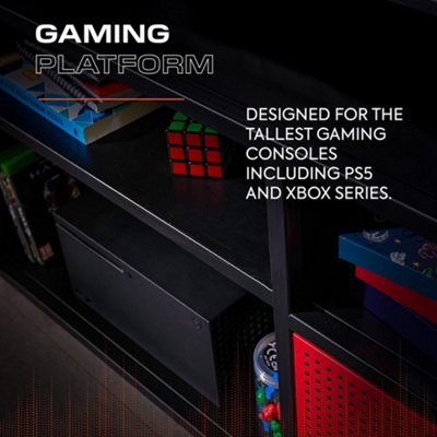 X Rocker Mesh-Tek Media TV Unit - Black / Red