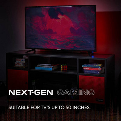 X Rocker Mesh-Tek Media TV Unit - Black / Red
