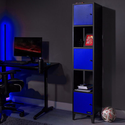 X Rocker Mesh-Tek Tall 5 Cube Storage Unit - Black / Blue