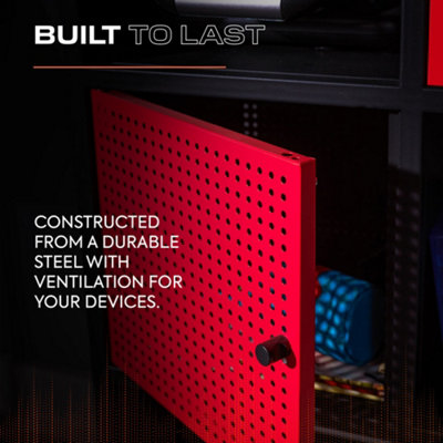 X Rocker Mesh-Tek Tall 6 Cube Storage Unit - Black / Red
