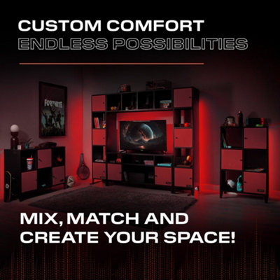 X Rocker Mesh-Tek Tall 6 Cube Storage Unit - Black / Red