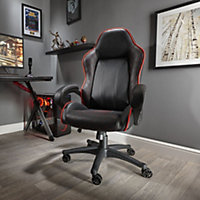 X Rocker Mid Back Office chair Faux Leather Swivel Adjustable Gaming Seat Black