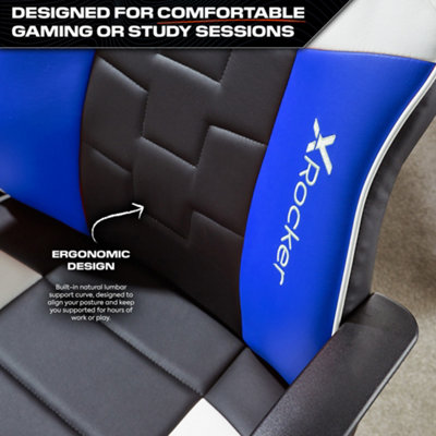 X Rocker Mid Back Office chair Height Adjustable PC Seat Blue PU Leather Saturn