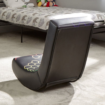 X-Rocker Neo Hex Kids Gaming Chair Foldable Video Floor Rocker Rocking Seat Console Chair for Juniors - BLACK