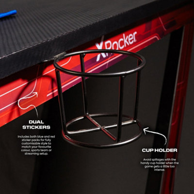 X Rocker Ocelot 115cm Gaming Desk with Mousepad - Carbon Black