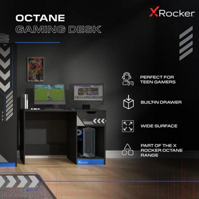 X Rocker Octane 110cm Gaming Desk with Drawer - Blue