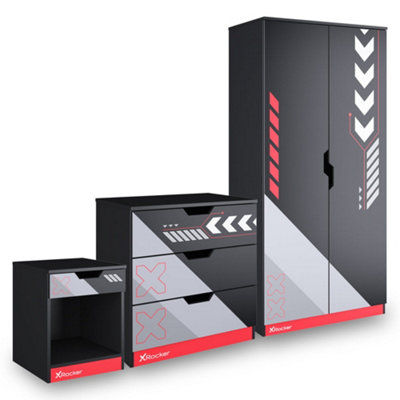 X Rocker Octane 3 Piece Bedroom Furniture Set - Red