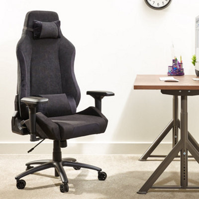 X Rocker Office chair High Back Adjustable Swivel PC chairs Fabric Messina Black DIY at B&Q