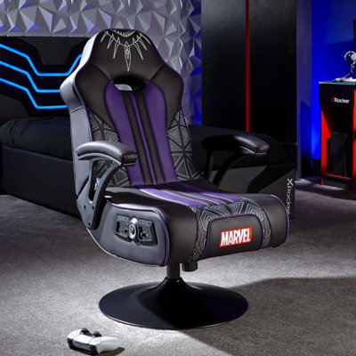 X-Rocker Official Marvel Black Panther Gaming Chair, Folding Audio Gaming Pedestal with Wireless 2.1 Speakers - Elite Edition