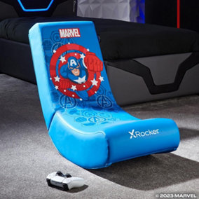 X ROCKER Official Marvel Captain America Video Rocker Gaming Chair for Juniors, Folding Rocking Seat Official Marvel Licensed BLUE