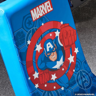 X-Rocker Official Marvel Captain America Video Rocker Gaming Chair for Juniors, Folding Rocking Seat Official Marvel Licensed BLUE