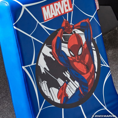 X-Rocker Official Marvel Spider-Man Video Rocker Gaming Chair for Juniors, Folding Rocking Seat Official Marvel Licensed - BLUE